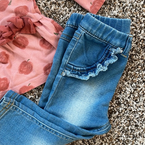 6-9M✨Autumn Apple Outfit Top and Jeans - Picture 5 of 8